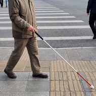 4 Fold Rotating Head Guide Stick Aluminum Alloy Folding Blind Cane Guide Stick Storage Anti-slip