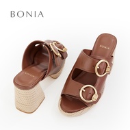 Bonia Brown Julia Heeled Sandals | Kasut Sandal