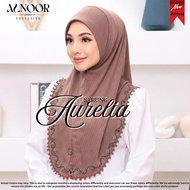 Alnoor Tudung Sarung Aurelia Cotton Ribbed Sulam Crosia Labuh Awning Soft Ironless Jilbab Instant