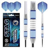RED DRAGON Stag 21g, 24g, 25g, 26g, 27g, 28g, 29g or 30g Tungsten Darts with Flights and Stems
