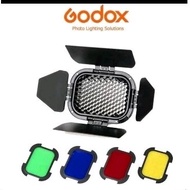Godox BD-07 Barndoor Kit Camera Flash Accessories With 4 Color Gels For AD200