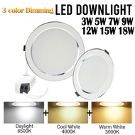 [2 Years Warranty] 3 Modes LED Downlight 2.7/3/4.1/5.3 Inch 3W 5W 7W 9W 12W 15W 18W LED Recessed Downlight Round (White+Warm+Neutral White)