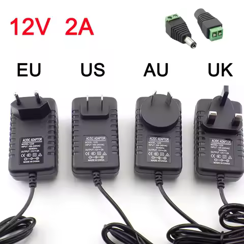 AC DC 12v 2A 2000ma power supply adaptor EU UK AU US PLUG 5.5*2.5mm wall charger for DC male female 