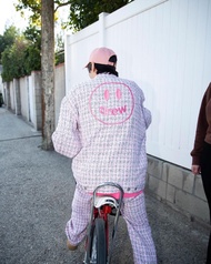 Drew Pigsty Smiley Face Popular Leisure Loose High-End Pink Chanel-Style Jacket Outerwear Coat Men a