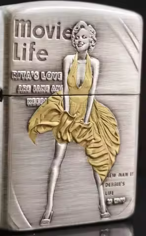 LXF inlay tech double 3D relief funny lady movie star oil lighter art collect