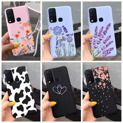 Fashion Cute Flower Milk Silicone Case For Vivo Y30 1938 Y50 1935 Black Soft TPU Phone Cover For Viv