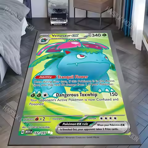 Japanese Classic P-Pokemon Bulbasaur Cards Pattern Carpet for LivingRoom Bedroom Sofa Mat Area Rug H