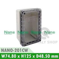 NANO Electric NANO-201CW Plastic Waterproof BOX Clear Cover Size W74.80xH125xD48.50 mm White (Unctio