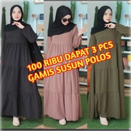 PAKET LEBARAN 2023 100 RB DAPAT 3 GAMIS REMPEL  SUSUN 3 POLOS / HANUM DRESS / LUNARA MAXI DRESS baha