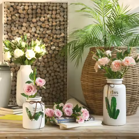 3 Head Spring Rose Artificial Flower Wedding Home Decoration Flower Set Home Decoration Flowers Home