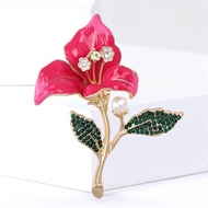 Begonia Flower Brooch Enamel Rose Red Blue Lapel Pin for Women Elegant Gift