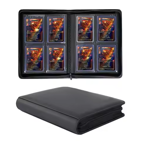 4-Pocket Zippered Card Binder 128 Slot for Yu-Gi-Oh! MTG Pokemon TCG Card Binder, Premium Portable T