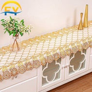FY Luxury Waterproof Metalic Gold Silver Table Runner for 4 6 8 10 Seater Rack TV Cabinet Console Table Alas Meja Kalis