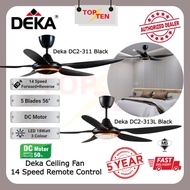 DEKA DC2-311 DC2-313L 56" Ceiling Fan With LED Light 14 Speed DC Motor Fan With Light Reverse Function Kipas Siling Lamp