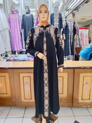 gamis abaya hitam bordir-gamis abaya arab-motif pintu aceh motif belah pintu TERBARU