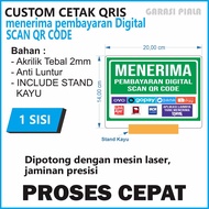 ACCEPT PAYMENT DIGITAL SCAN QR CODE 2MM ACRYLIC MATERIAL FREE SPECIAL WOODEN STAND