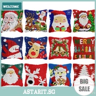 Christmas DIY Latch Hook Kit Throw Pillow Cover Embroidery Cushion Cover 43x43cm