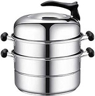 WZHZJ Stainless steel thickened steamer 2 3 layer gas cooker household steamer small soup pot with large cooking (Size : 26CM)