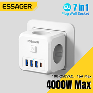 Essager Socket 3AC +3USB+Type C Charger Fast Charge One Turn Three Patch Boards Multi-device Compati