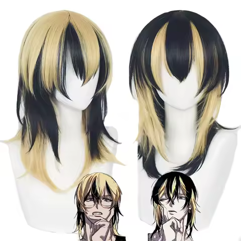 Anime Tokyo Revengers Haitani Ran Haitani Rindo Cosplay Wig Black Golden Synthetic Hair Heat Resista
