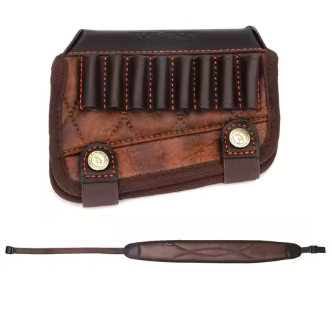 Tourbon Shooting Rifle Cheek Riser Rifle Cartridges .308win .30-06 Holder PU Gun Sling Shoulder Stra