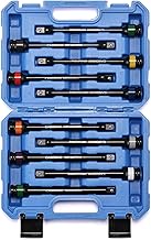 CASOMAN 10 Piece 1/2" Drive 8 Inch Length Color-Coded Torque Extension Bar Set, 65 to 150 Ft-Lbs (90