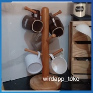 GANTUNGAN 38cm High Wooden Cup Hanger Finishing natural