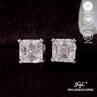 1CT/2 Carat Asscher moissanite Diamond white S925 silver platinumplated earrings, simple fashion gif