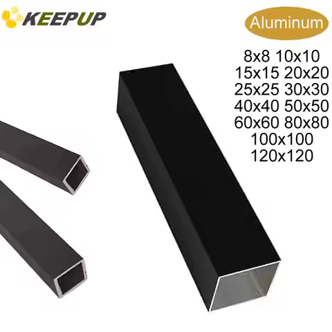 8x8 20x20 50x50 60x60 80x80 100x100 120x120 Black aluminum square pipe Rectangular tube Lightweight 