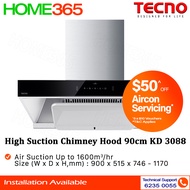 Tecno High Suction Chimney Hood 90cm KD 3088