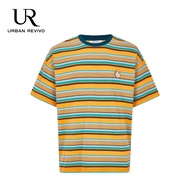 URBAN REVIVO Mens T-Shirts Short Sleeve striped shirt Crewneck T-Shirts Mens Tops Crewneck Tee