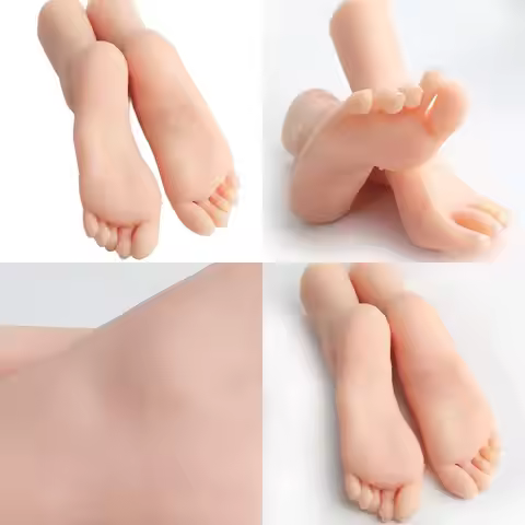 Realistic 1:1 Silicone Female Mannequin Feet, Size 37, Ideal for Shoe & Jewelry Display (Pink)