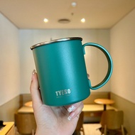TYESO แก้วกาแฟสแตนเลสกันลื่น ร้อนเย็น 710ml/530ml พร้อมที่จับ รับประกันของแท้
