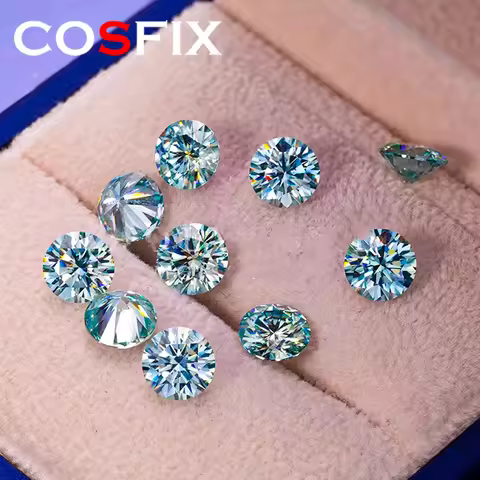 Natural Color Top Belgium Cut Moissanite Stone Light Blue Gemstones Lab Grown Diamond Moissanite Loo