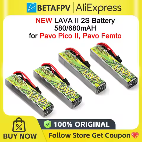 2026 580mAh/ 680mAh BETAFPV LAVA II 2S 95C Lipo Battery 7.6V for Pavo Pico II, Pavo Femto, RC Quadco