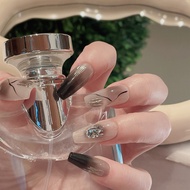 Dark Moments Black Gradient Smudge Handmade Wearing Nails Whitening Manicure Lasting B09 Exquisite N