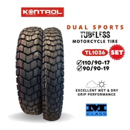 SET R17 TL1036 KONTROL DUAL SPORTS TUBELESS TIRE FOR HONDA XR150L, XR125, XTZ150 - 110/90-17; 90/90-