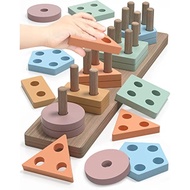 Montessori Toys Suitable for 1-2 Years Old Boys and Girls, Shape Sorter Wooden Toys Suitable for 1-3