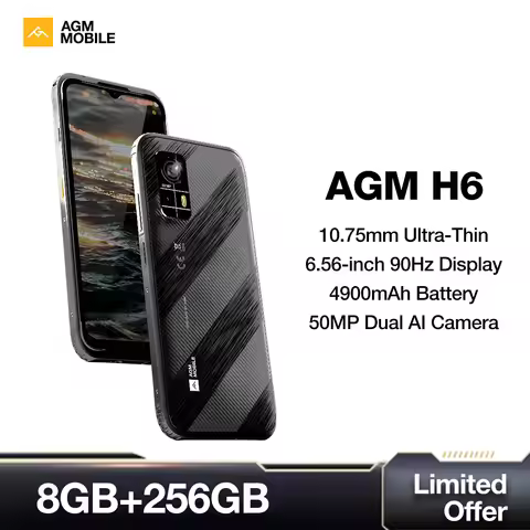 AGM H6 Rugged Smartphone 8GB+256GB Ultra-Thin 6.56'' 90Hz Display 4900 mAh Battery 50MP Dual AI Came
