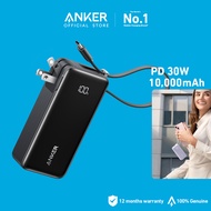 Anker Power Bank (10,000mAh, Fusion, Built-In USB-C Cable) PD 30W Charger for iPhone 15 pro max