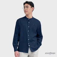 GALLOP : Mens Wear Linen Long Sleeve Mandarin Collar Shirt เสื้อคอแมนดาริน แขนยาว ผ้าลินิน รุ่น GW9034 สี Navy Blue - กรมท่า