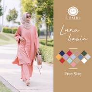 S.DALILI Luna Basic / Set Warda / Muslimah Set / Baju Muslimah Casual Loose Berpoket / Plus Size SDLB1