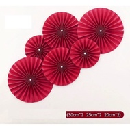 Paper fans set of 6, decorating events, homes, festivals, CNYs, sizes...