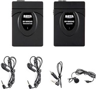 BOYA 2.4GHz Wireless Lavalier Microphone System Real-time Monitor Interphone Kit Compatible with DSLR Cameras, Camcorders, iPhone, Android Smartphones, and Tablets