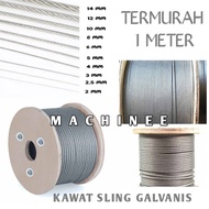 Kawat Seling baja bahan Galvanis 1.5 2 3 4 5 6 8 10 12 Mm Tali sling baja galvanis asli wire rope