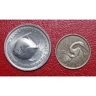 Syiling ikan 5sen Singapura 2 pcs - Singapore 5cents Fish coin 2 pcs 新加坡 5 分鱼币 2 枚 旧币