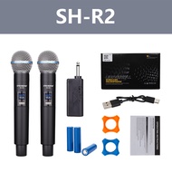 ระบบไมโครโฟนไร้สาย UHF แบบชาร์จไฟแบบไดนามิกไมโครโฟนมือถือ 100 เมตร / 168 ฟุตพร้อมอะแดปเตอร์ 6.35 มม.