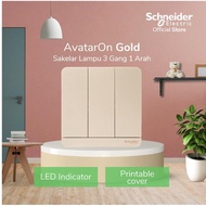 Nero House - Schneider Electric Avataron Gold Lamp - 3 Gang 1 Way