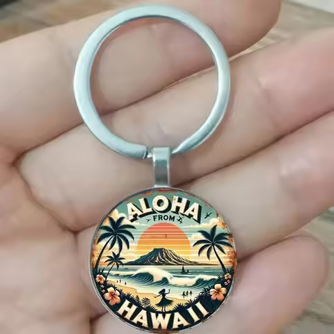 Hawaii Retro Aloha Keychain Ideal Holiday, Birthday, Mother's Day Gift