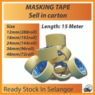 《 SELL IN CARTON 》 MASKING TAPE Yellow (12mm,18mm,24mm,36mm,48mm) / Stationery Tape / Packaging 美纹纸胶
